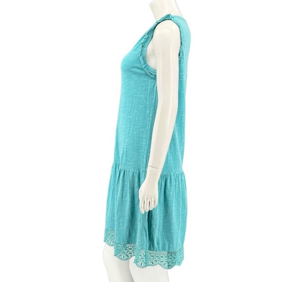Sundance Dress Womens Medium Aqua Sleeveless 100% Cotton Ruffles Coastal Boho - Picture 4 of 7